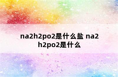 na2h2po2是什么盐 na2h2po2是什么